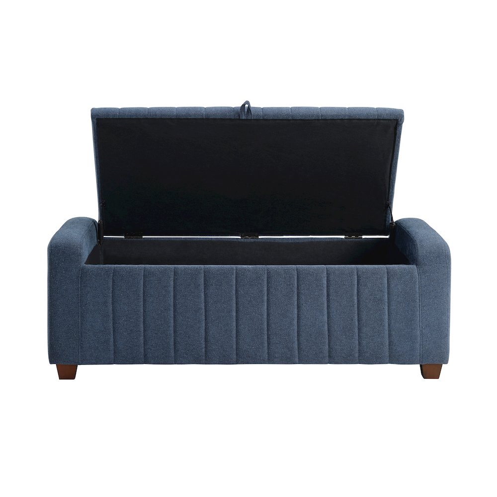 Derby Boucle Lift Top Storage Bench in Blue