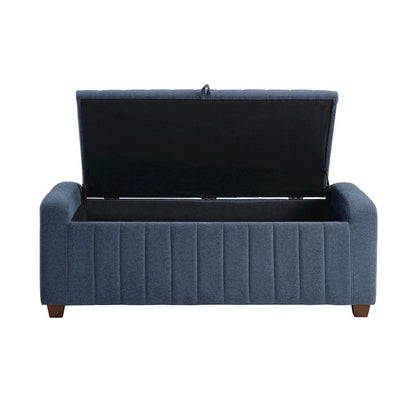 Derby Boucle Lift Top Storage Bench in Blue