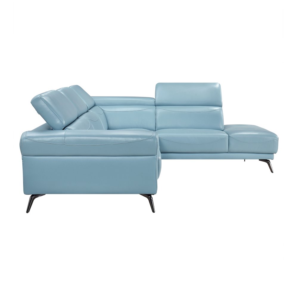 Giselle Leather 2-Piece Sectional with Right Side Chaise in Blue