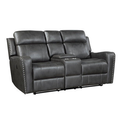 Kellen Microfiber 2pc Set: Sofa, Love in Smoky Gray