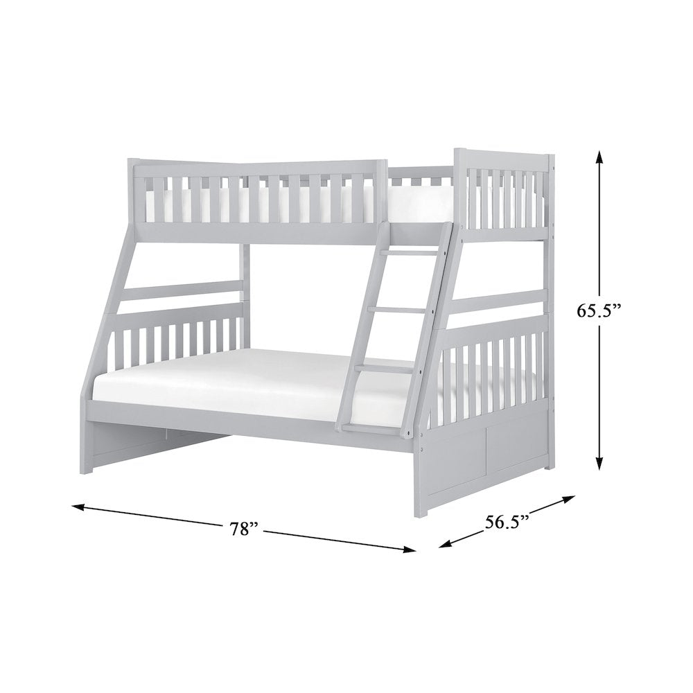 Orion Pine Twin Over Full Bunk Bed in Gray