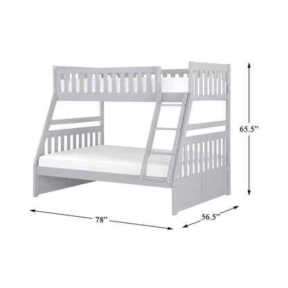 Orion Pine Twin Over Full Bunk Bed in Gray