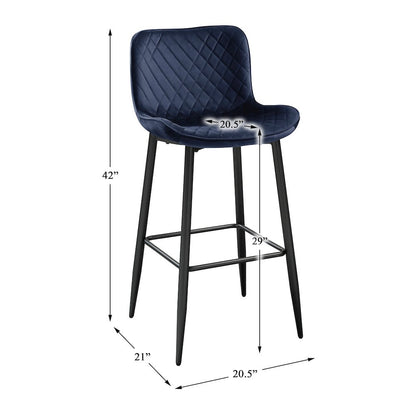 Nya Velvet Pub Height Chair in Blue