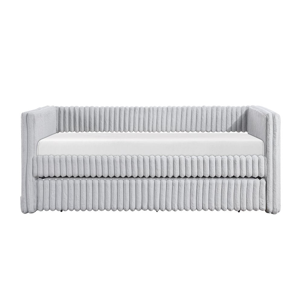 Chapman Corduroy Daybed with Trundle in Gray