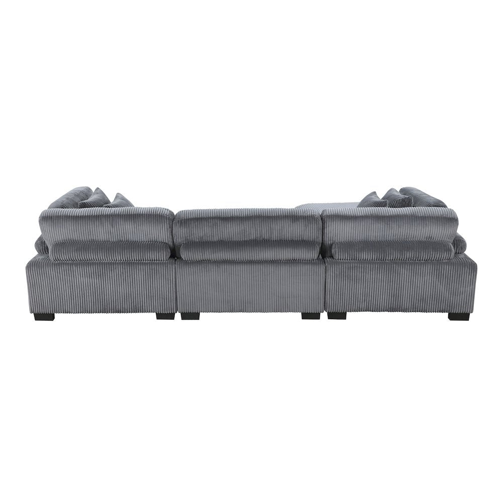 Traverse Corduroy 4-Piece Modular Sectional with Ottoman in Gray