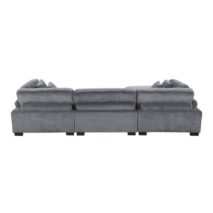 Traverse Corduroy 4-Piece Modular Sectional with Ottoman in Gray