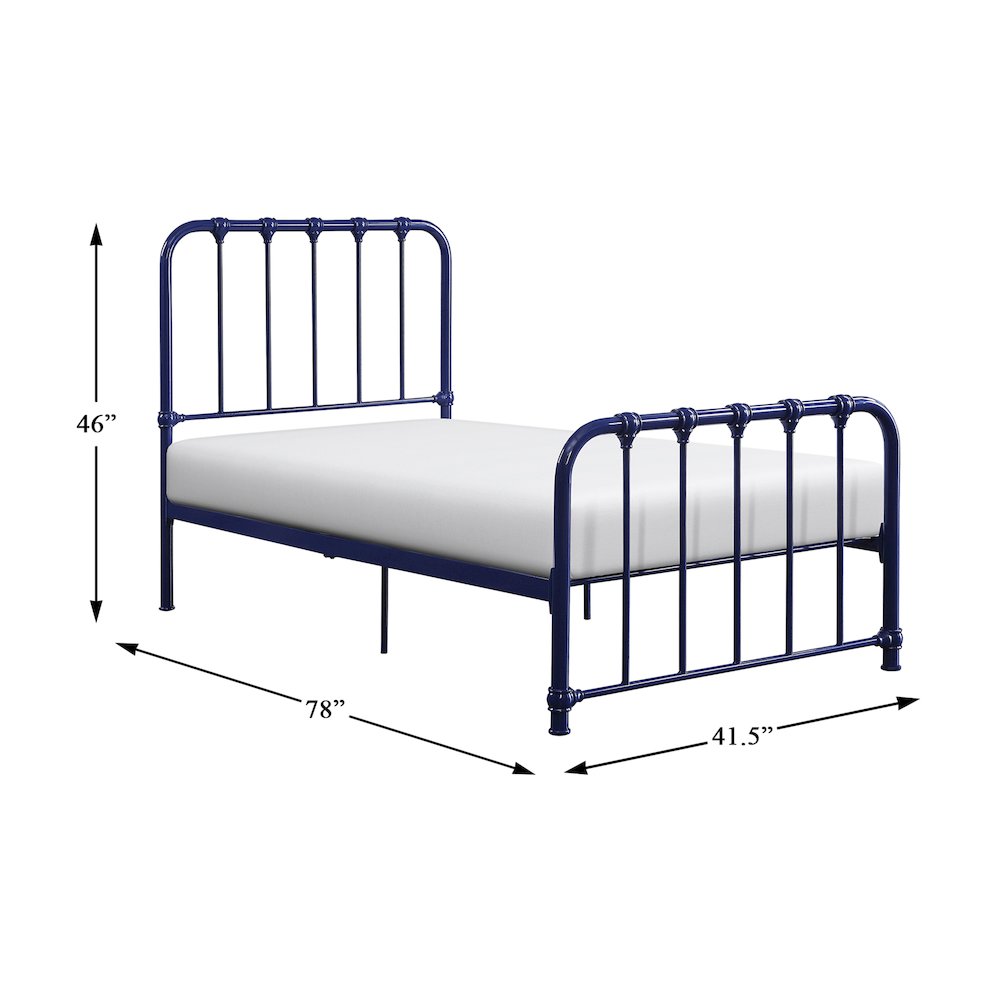 Bethany Metal Twin Metal Platform Bed in Blue