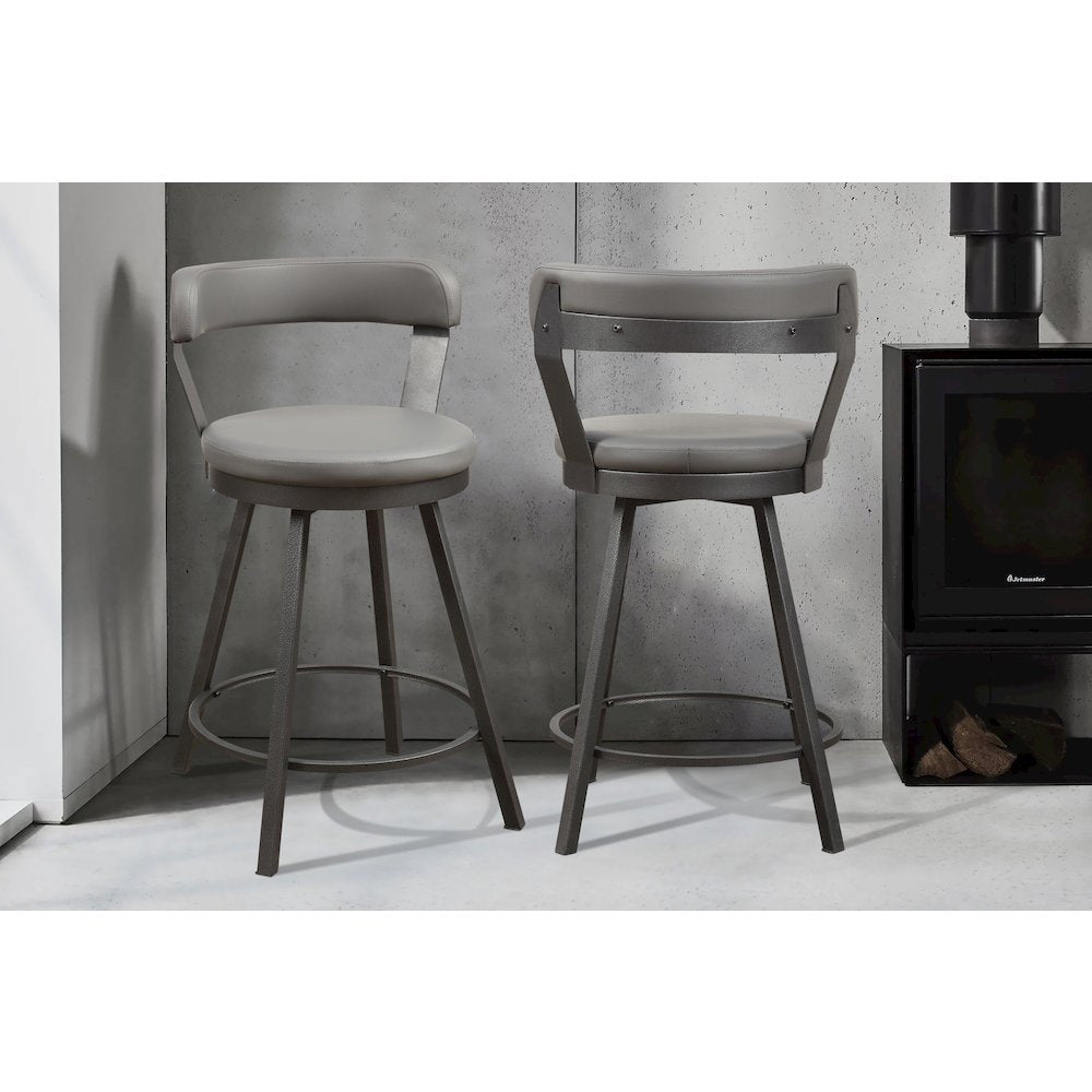 Appert Metal Swivel Counter Height Chair, set of 2 in Gray