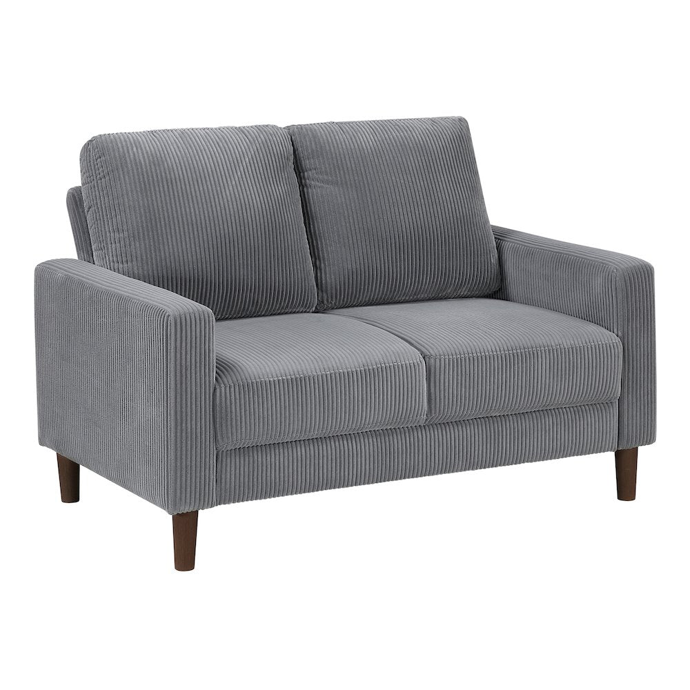 Crandall Corduroy 3pc Set: Sofa, Loveseat, Chair in Gray