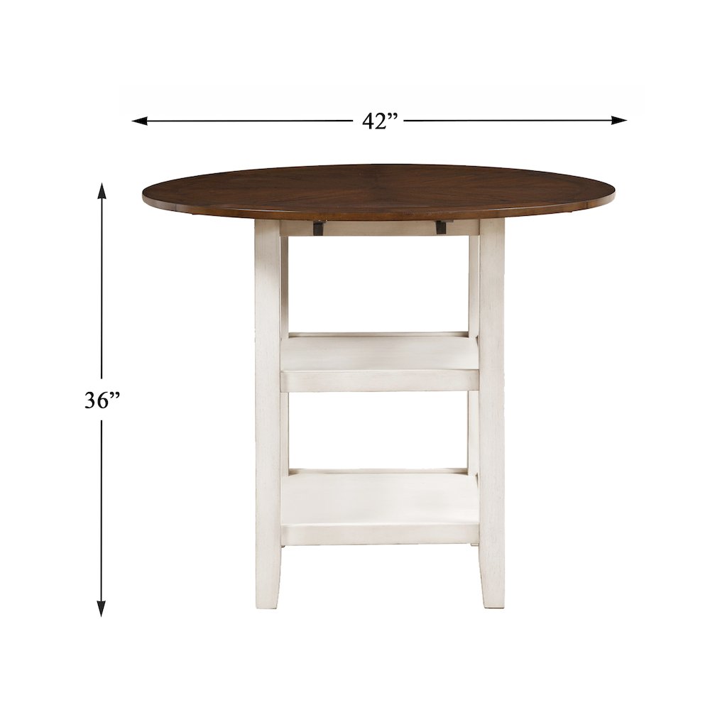 Kiwi Wood Counter Height Table in White Wash and Dark Cherry Finish