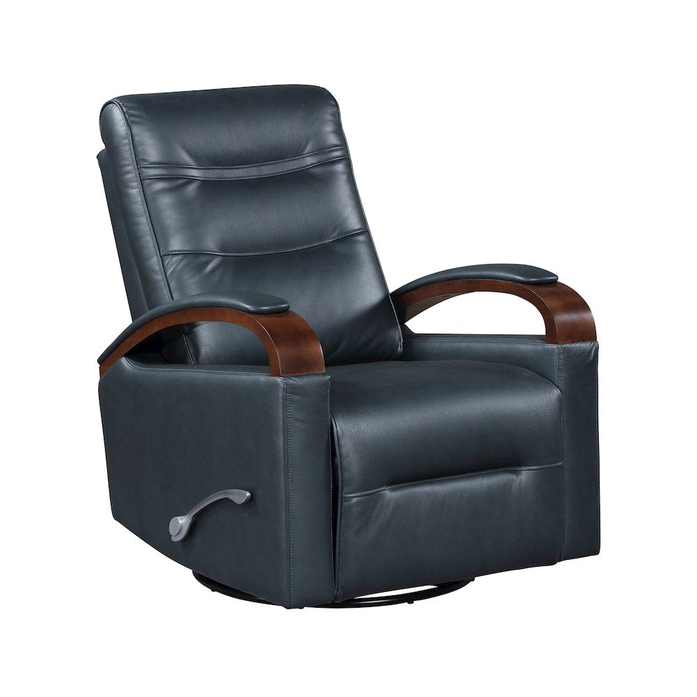 Margot Faux Leather Swivel Glider Reclining Chair in Dark Blue