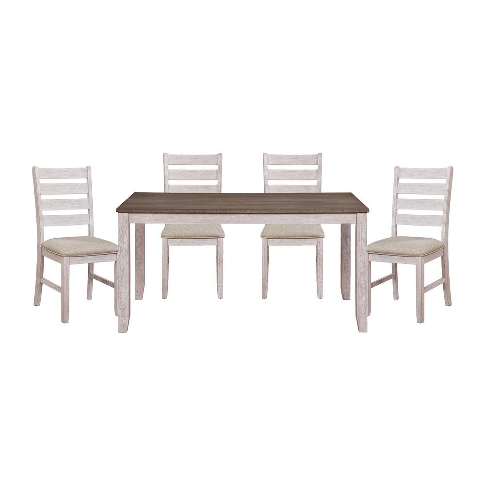 Ithaca Asian Hardwood 5-Piece Dining Set in Grayish White and Brown