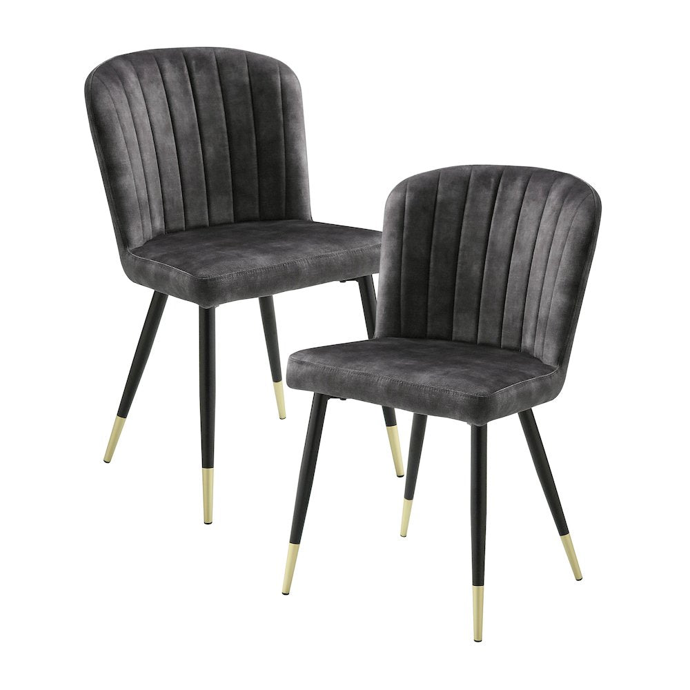 Clemente Velvet Dining Room Side Chair, set of 2 in Charcoal