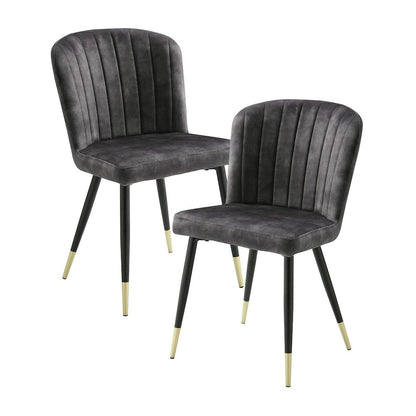 Clemente Velvet Dining Room Side Chair, set of 2 in Charcoal