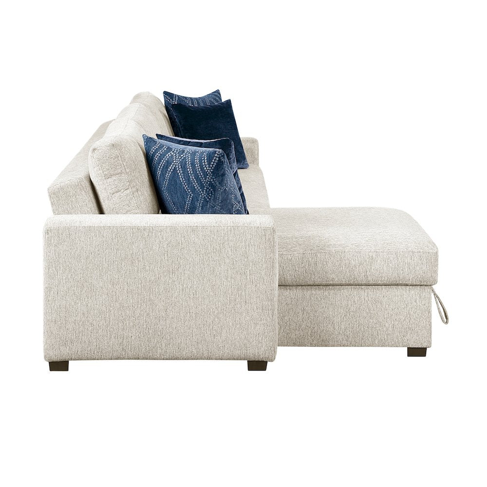 Isla Microfiber 2-Piece Sectional with Reversible Chaise in Beige
