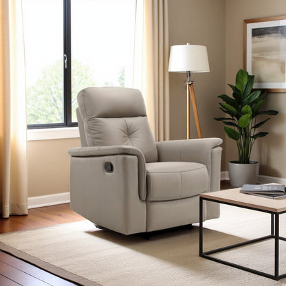 Latte Swivel Glider Recliner, Elegant Leather Recliner Chair