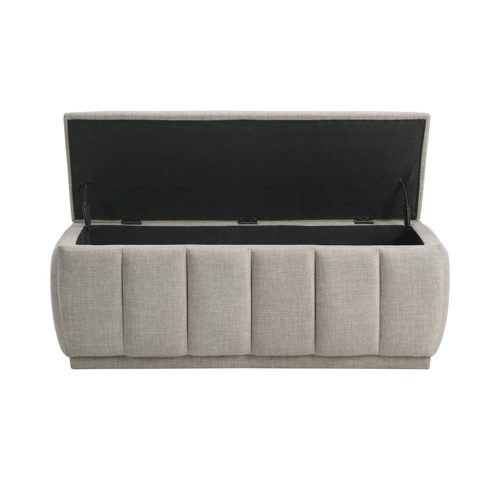 Maize Textured Lift Top Storage Bench in Taupe