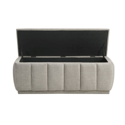 Maize Textured Lift Top Storage Bench in Taupe