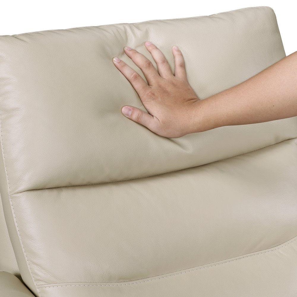 Cassian Leather Swivel Glider Reclining Chair in Taupe