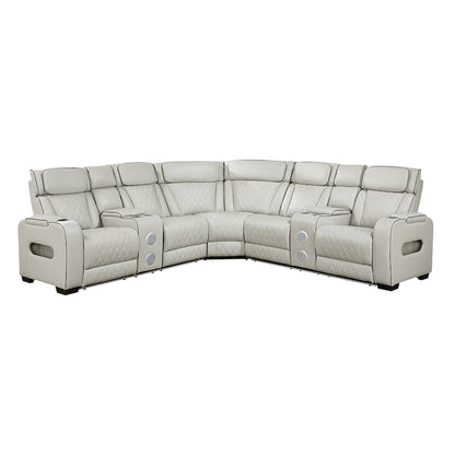 Fairway Faux Leather 3-Piece Power Reclining Sectional in Taupe