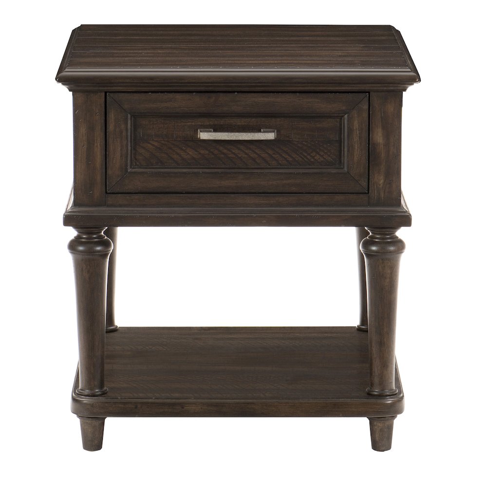 Cardano Asian Hardwood End Table with drawers  in Driftwood Charcoal