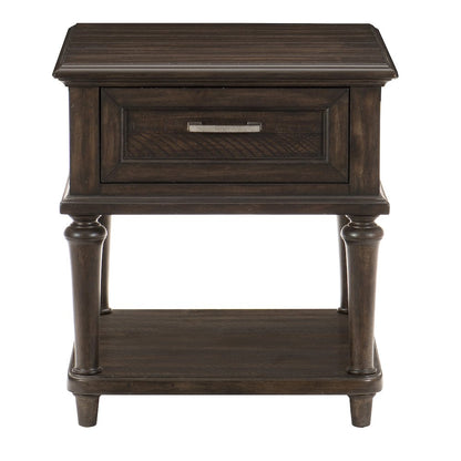 Cardano Asian Hardwood End Table with drawers  in Driftwood Charcoal
