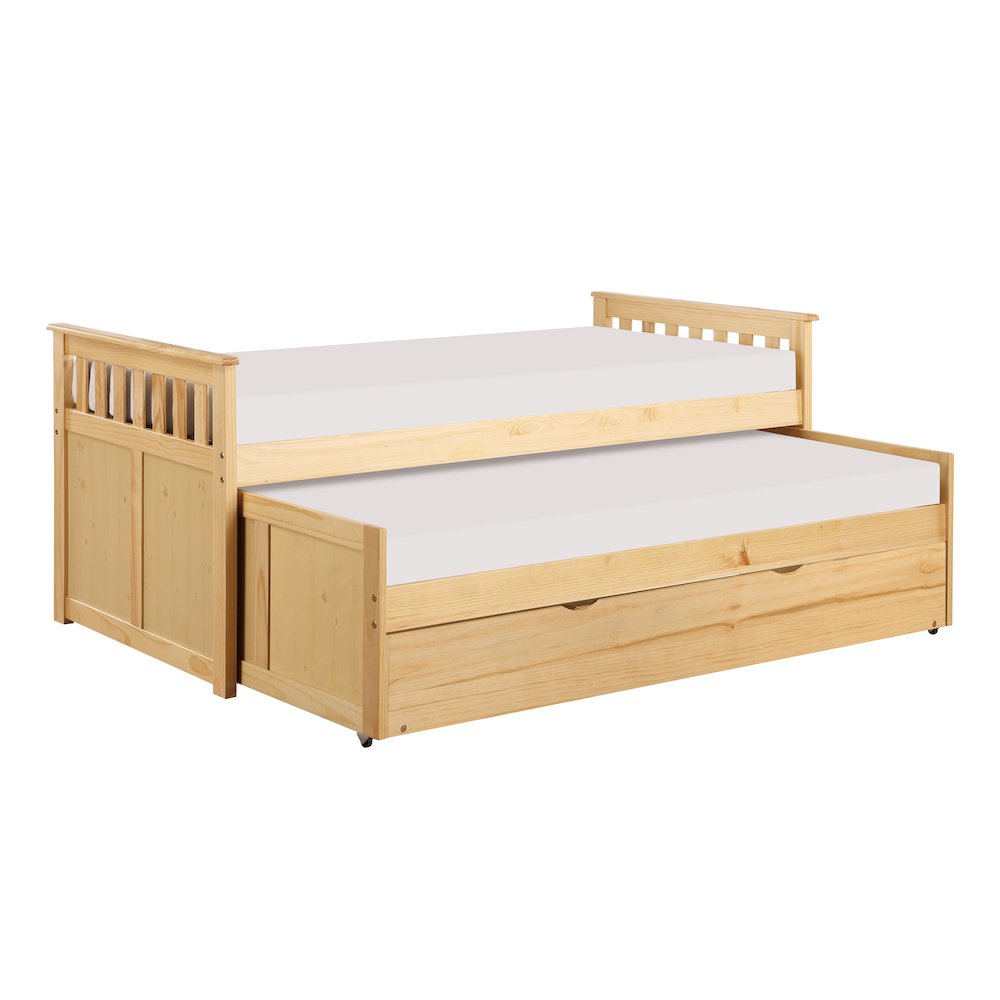 Bartly Pine Twin/Twin Bed with Twin Trundle in Natural Pine