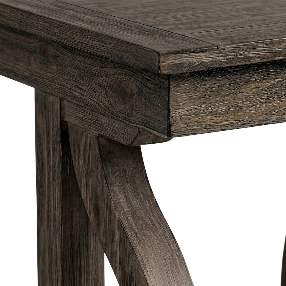 Toulon Pine End Table with Wire-Brushed Finish, Wire-Brushed Power Glaze Oak