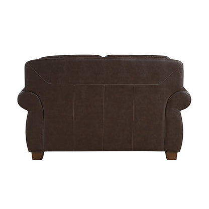 Remington Leather 2pc Set: Sofa, Love in Brown