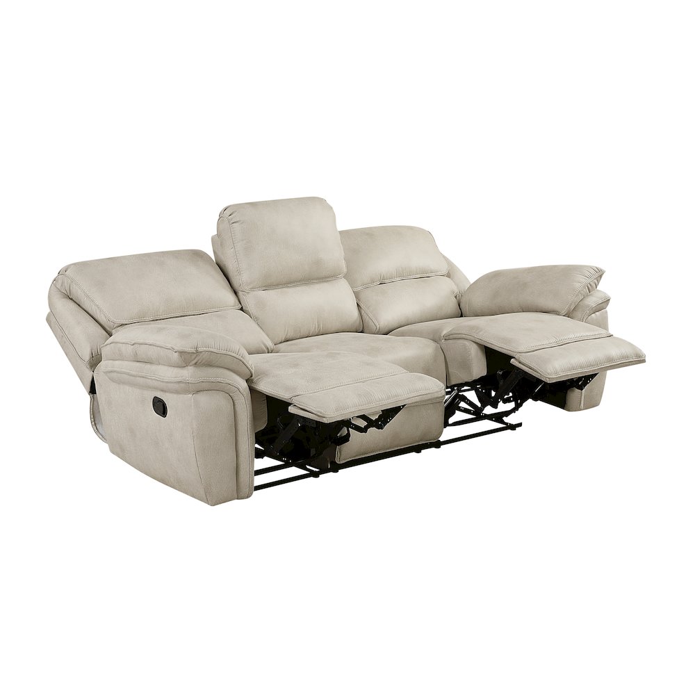 Proctor Microfiber Double Reclining Sofa in Sand