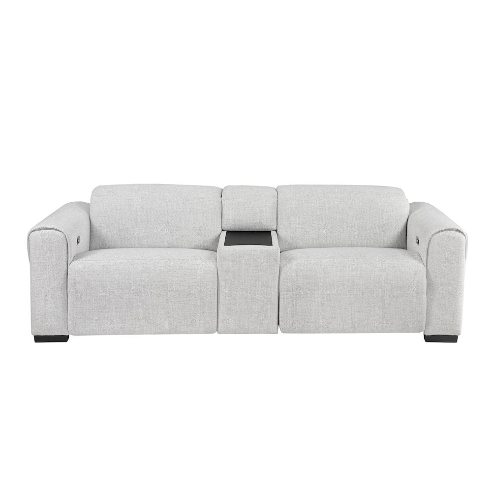 McPherson Chenille Power Double Reclining Love Seat in Cloud