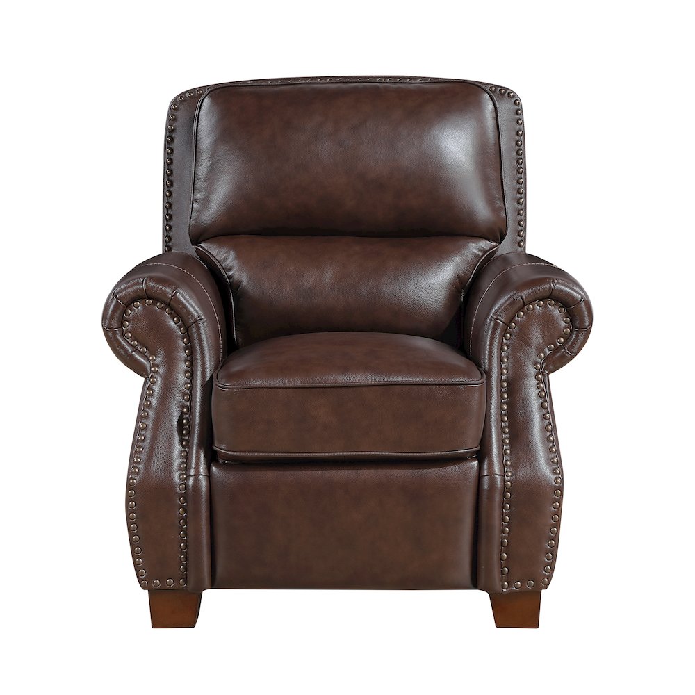 Remington Leather Push Back Reclining Chair in Brown