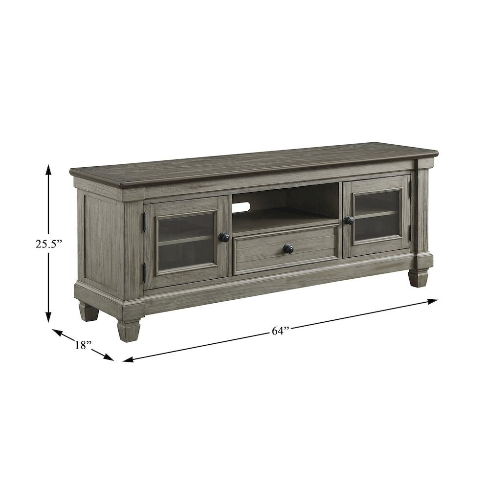 Granby Pine TV Stand in 2-Tone Finish: Coffee and Antique Gray