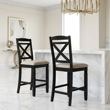 Baywater Wood Counter Height Dining Chairs with Back, Beige, Set of 2