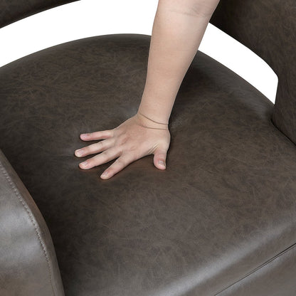 Sawyer Faux Leather Swivel Chair in Dark Coffee