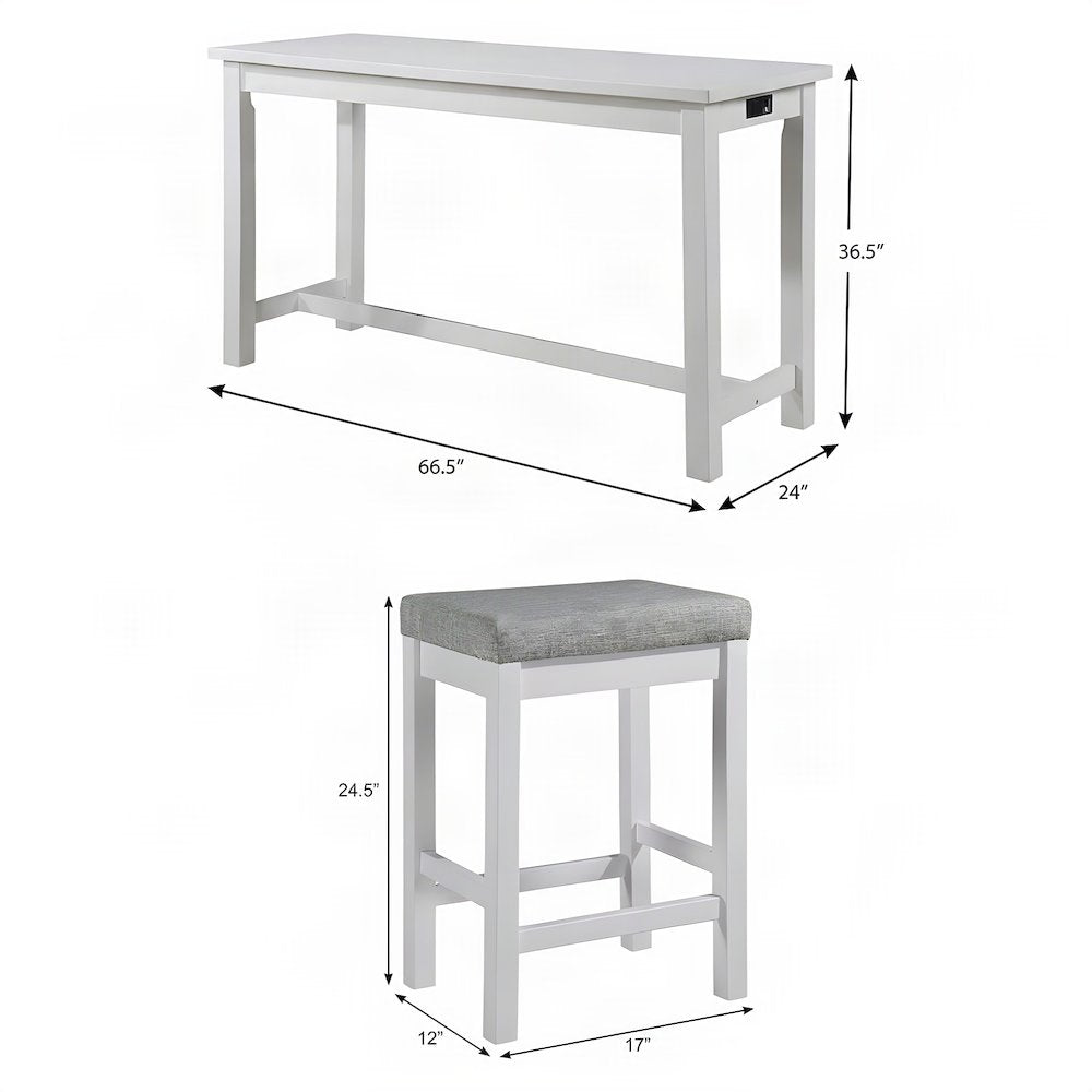 Starlight Canyon Home Counter Height Set with Velvet, White, 4 Piece Set