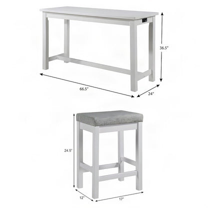 Starlight Canyon Home Counter Height Set with Velvet, White, 4 Piece Set