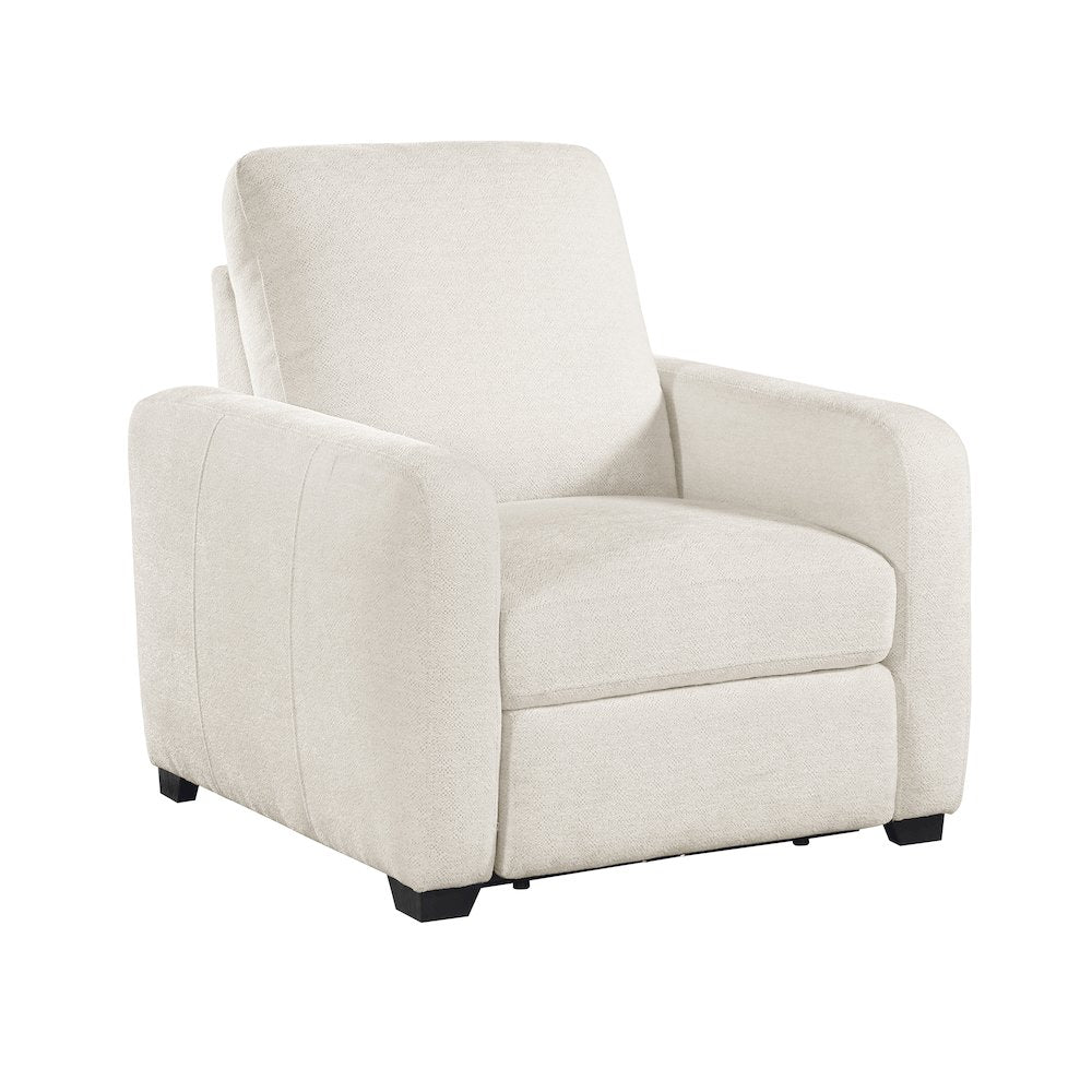 Vera Chenille Power Reclining Chair with USB Charging Ports in Beige