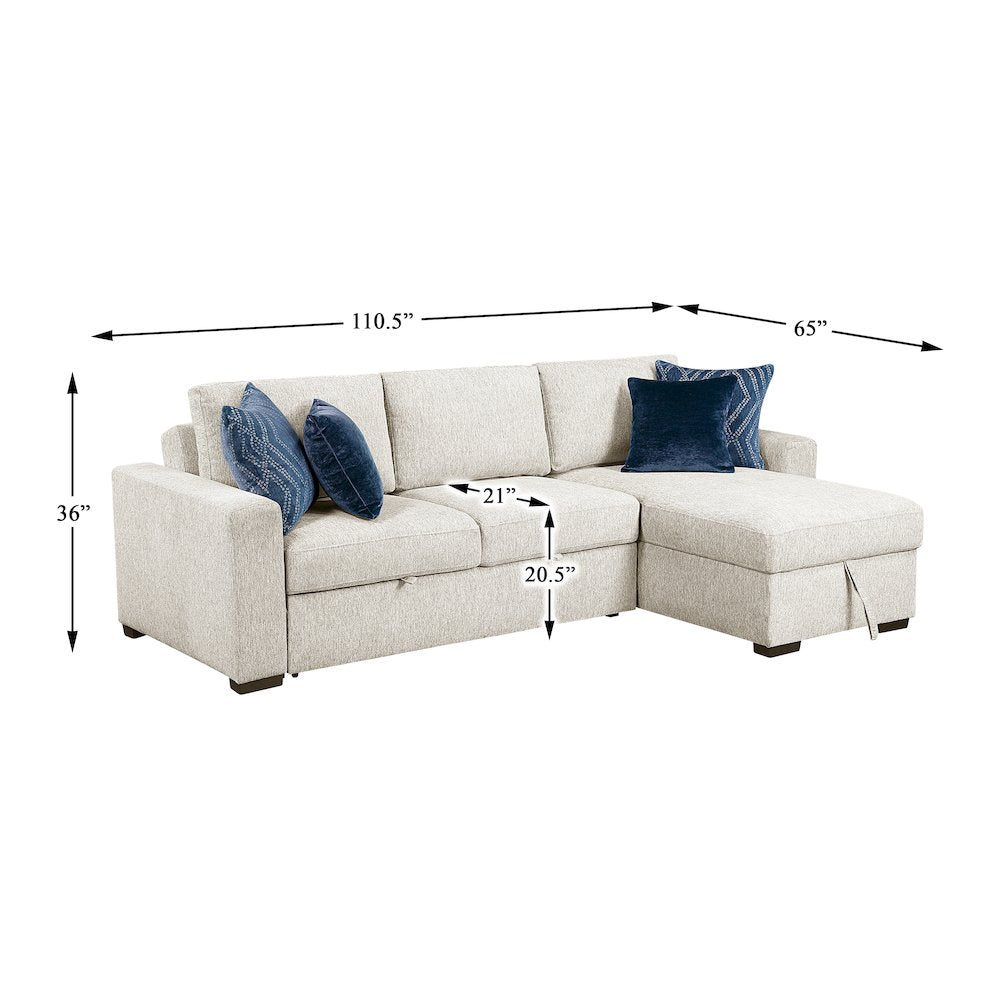 Isla Microfiber 2-Piece Sectional with Reversible Chaise in Beige