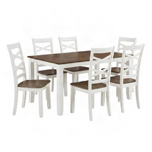Dobson Mango Veneer Dining Table with Six Chairs, 7 Piece Set, Cherry and White