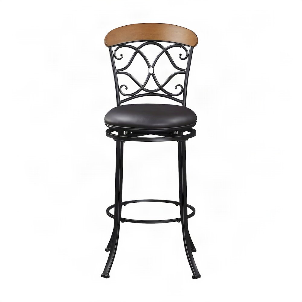 Benson Faux Leather Swivel Pub Height Bar Stool with Footrest, Brown
