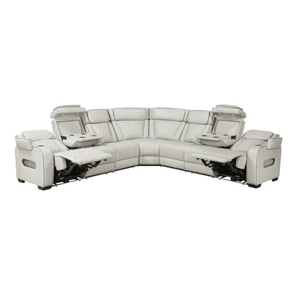 Fairway Faux Leather 3-Piece Power Reclining Sectional in Taupe