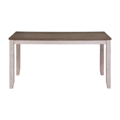 Ithaca Wood Veneer Dining Room Table in Grayish White and Brown Finish