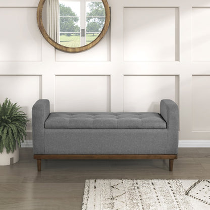 Brigitte Textured Lift Top Storage Bench in Gray