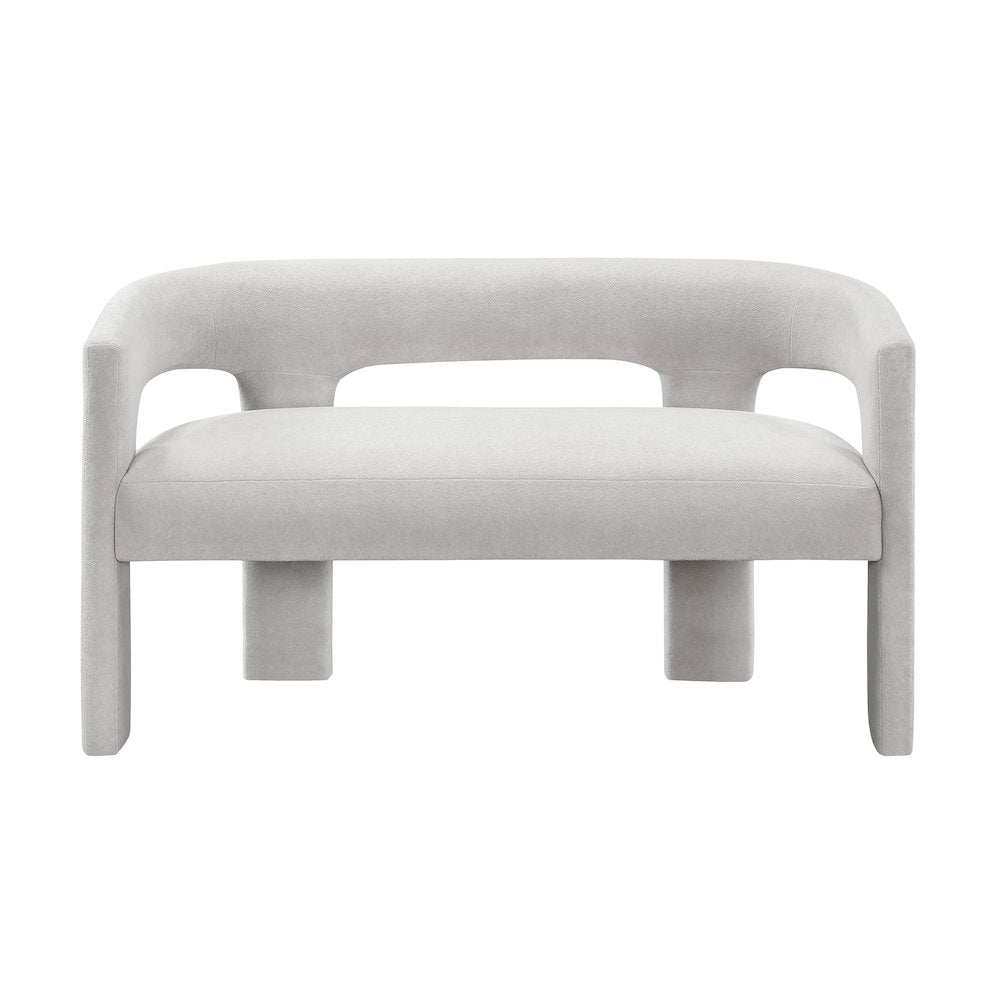Marais Boucle Dining Bench in Light Gray