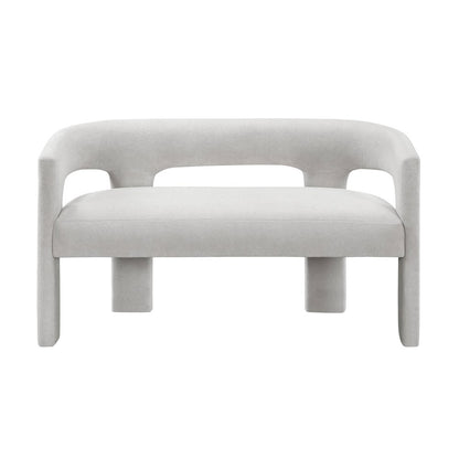 Marais Boucle Dining Bench in Light Gray