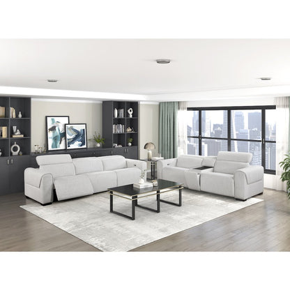 McPherson Chenille Power Double Reclining Sofa in Cloud