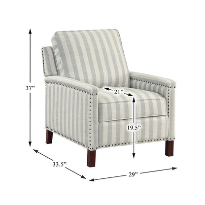 Landrum Textured PB Reclining Chair in Beige with Grayish Blue Stripe