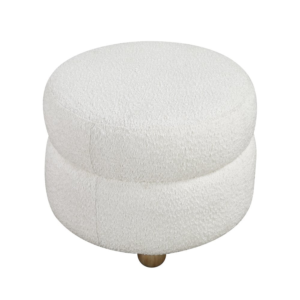 Essex Boucle Swivel Chair with Ottoman in White