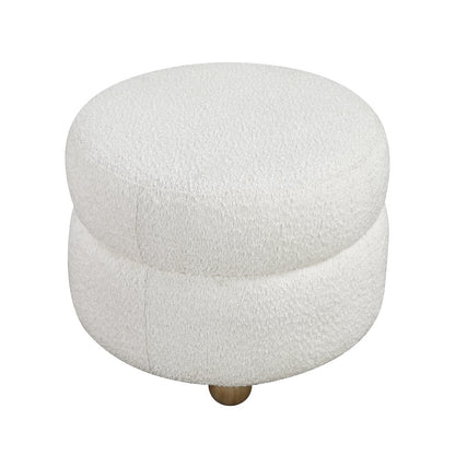 Essex Boucle Swivel Chair with Ottoman in White